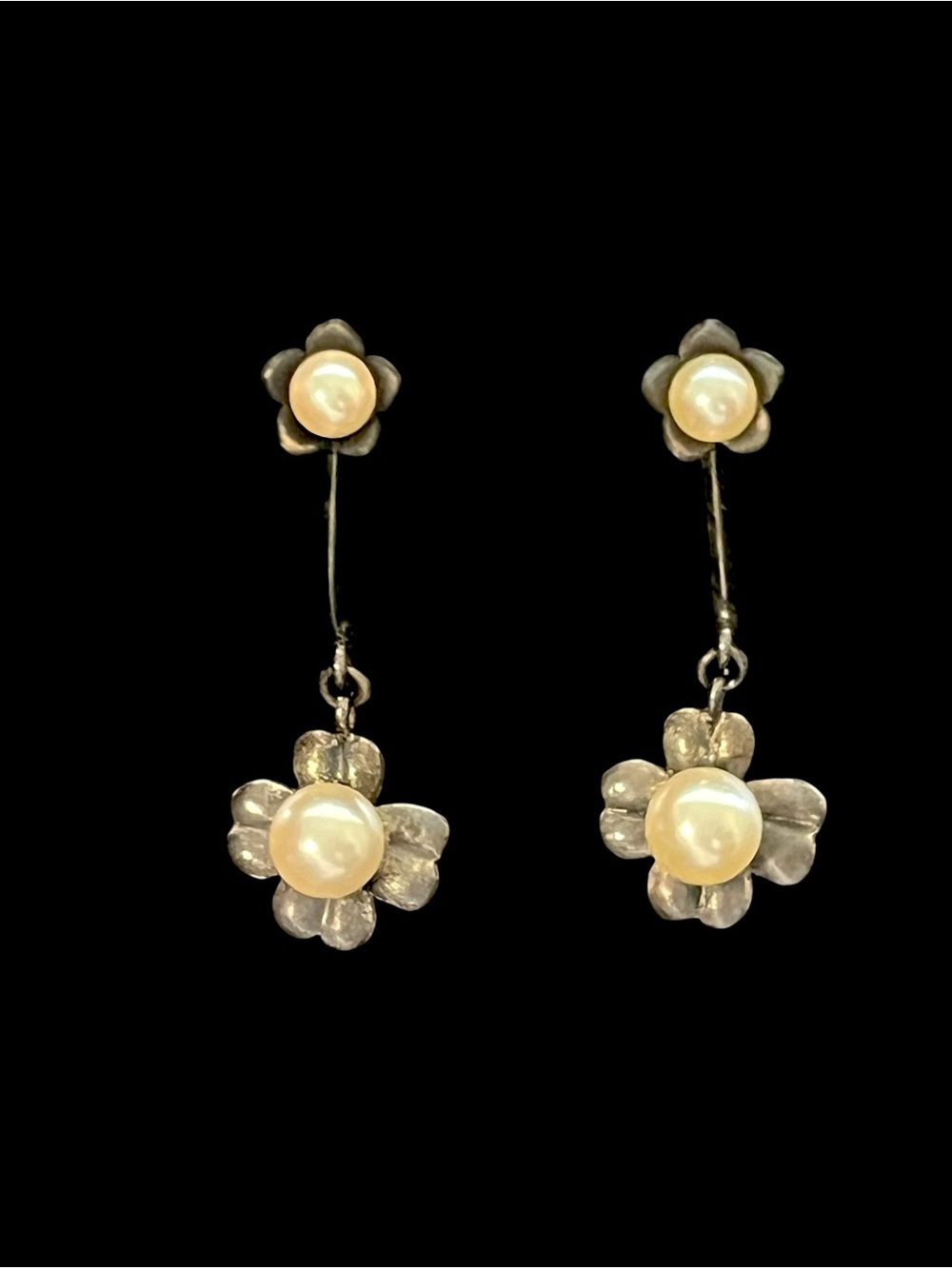 NOS Vintage William Spector Japan Sterling Silver Cultured Pearl Earrings Boxed